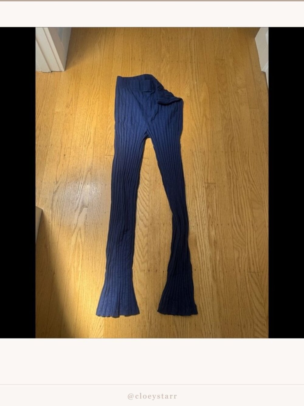 Reformation Navy Ribbed Flared knit Leggings Size L